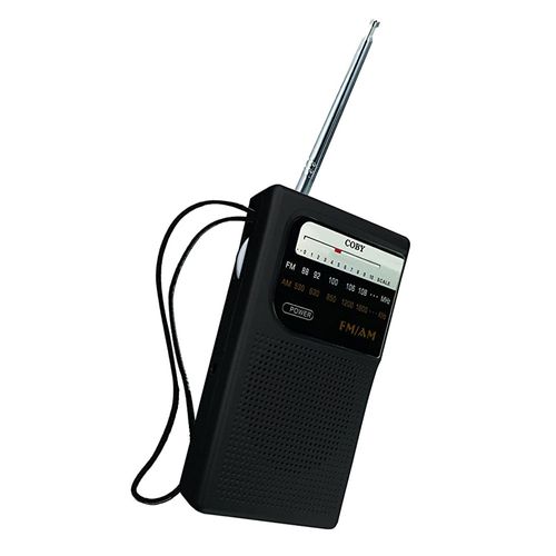 Radio portátil inalámbrica Coby AM/FM, Aux 3.5mm, negro