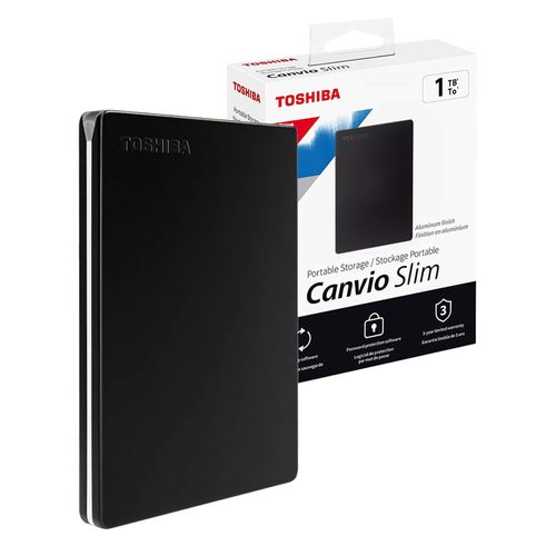 Disco duro externo Toshiba Canvio Slim III 1TB, USB 3.0, negro