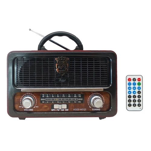 Radio portátil Richards Vintage Madrid, bluetooth, AM y FM, batería recargable con enchufe o modo pilas + control remoto
