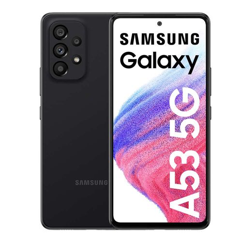 Celular Samsung Galaxy A53 5G Single Sim, 128GB, 6GB ram, cámara principal 64MP + 12MP + 5MP + 5MP, frontal 32MP, 6.5", Octa-core, negro