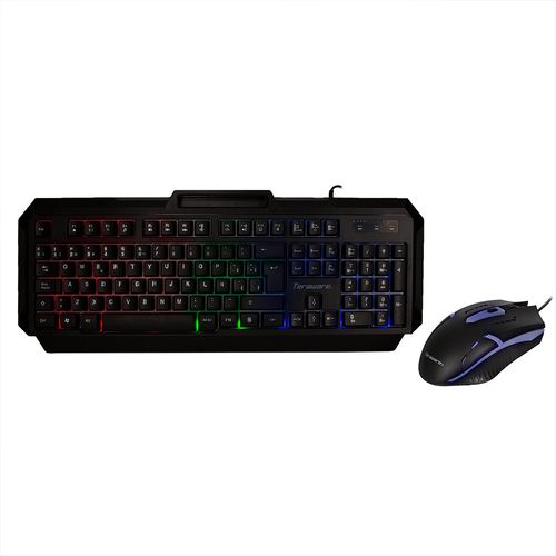 Kit gaming Teraware teclado membrana + mouse conexión usb, RGB
