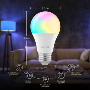 Foco inteligente Nexxt luces multicolor, wi-fi, 9w, tipo de bombilla A19