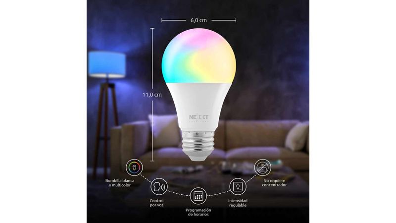 Bombilla Inteligente Nexxt C110 SMART LED 9W RGB + Luz blanca