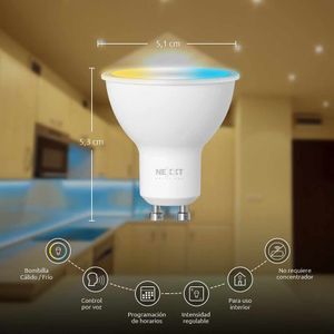 Foco dicroico inteligente Nexxt luz blanca y amarilla, wi-fi, 4w, tipo de bombilla MR16