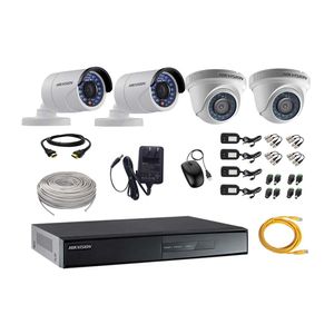 Kit de seguridad Hikvision 4 cámaras 720P + dvr + cable hdmi + 80 m de cable cat. 5E
