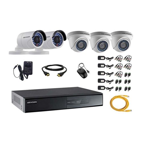 Kit de seguridad Hikvision 5 cámaras 1080P + dvr + cable hdmi