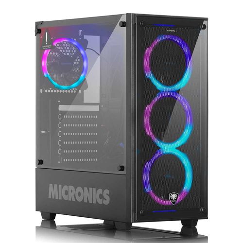 Case Micronics Crystal 8021R , Led RGB, tapa lateral y frontal de vidrio templado