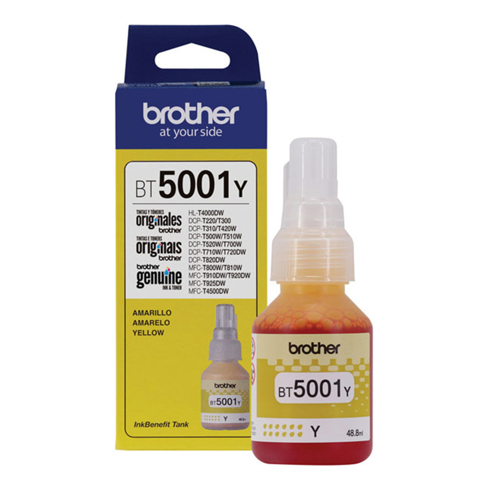 Botella de Tinta Brother BT5001Y Amarillo rinde 5000 páginas