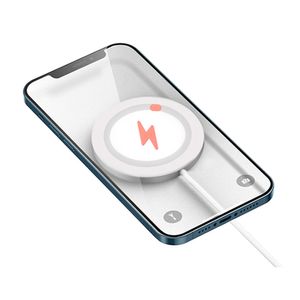 Cargador inalámbrico magnético G mobile interfaz tipo C, compatible con Apple 12 y 13 Qi, cable largo 1m, blanco