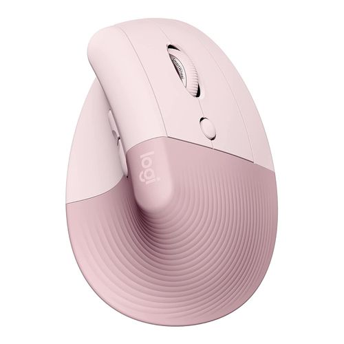 Mouse ergonómico inalámbrico vertical Logitech Lift bluetooth, 4000 dpi, 6 botones, usa pila, rosado