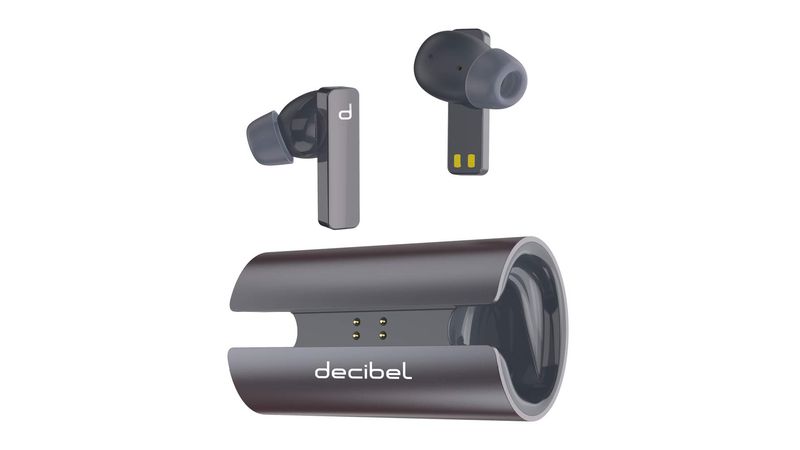 Audífonos bluetooth True Wireless Decibel Elite Pods 2 resistente al agua  IPX4, duración máx. 6 horas, controles táctil, estuche de aluminio, gris -  Coolbox