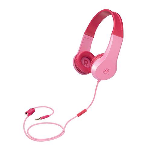 Audífonos on ear con micrófono Motorola niños almohadillas alcolchadas, conector 3.5 mm, control de llamadas, rosado