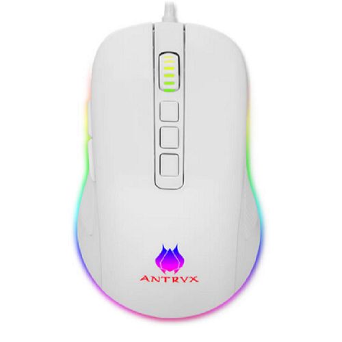 Mouse gamer Antryx Chrome Storm Kurtana RGB 12400 dpi, color blanco
