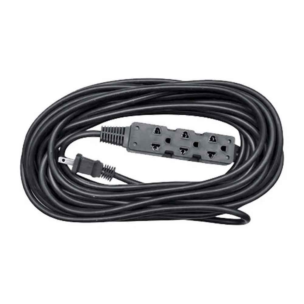 Extensión de cable Teraware 5m, 3 tomas, enchufe plano, negro - Coolbox