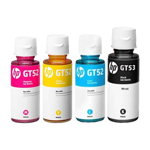 Pack 4 botellas de tinta HP GT52 GT53 negro/cyan/amarillo/magenta
