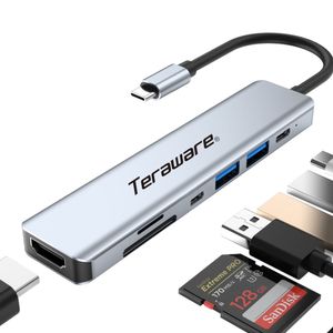 Hub Teraware conector USB con 7 puertos, 1 x USB 3.0/1 x USB 2.0/ 2 x USB Tipo-C/SD/TF/HDMI