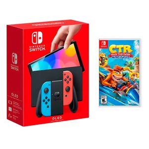 Consola Nintendo Switch Oled 64GB, neón + Crash Team Racing