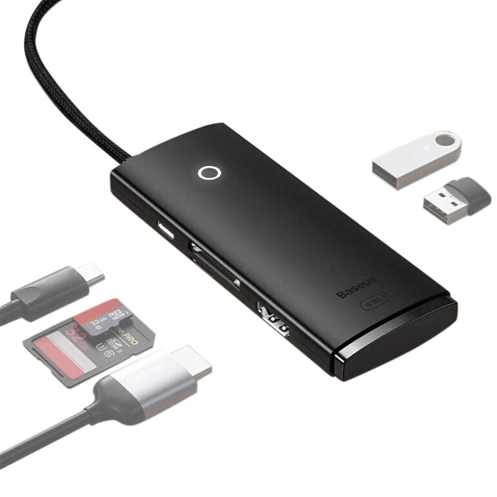 Comprá Adaptador Baseus L41 USB-C a USB-C + Jack 3.5 mm - Negro