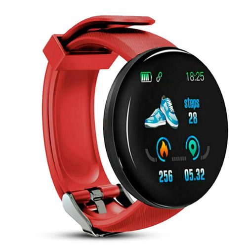 Smartwatch D18 , resistente al agua y polvo, bluetooth, modos deportivos, 1.3", rojo