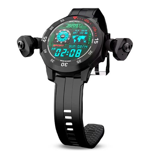 Smartwatch con Audífonos Zeus N15, bluetooth modos deportivos, responde llamadas, recibe notificaciones, puerto SD, 1.92", negro
