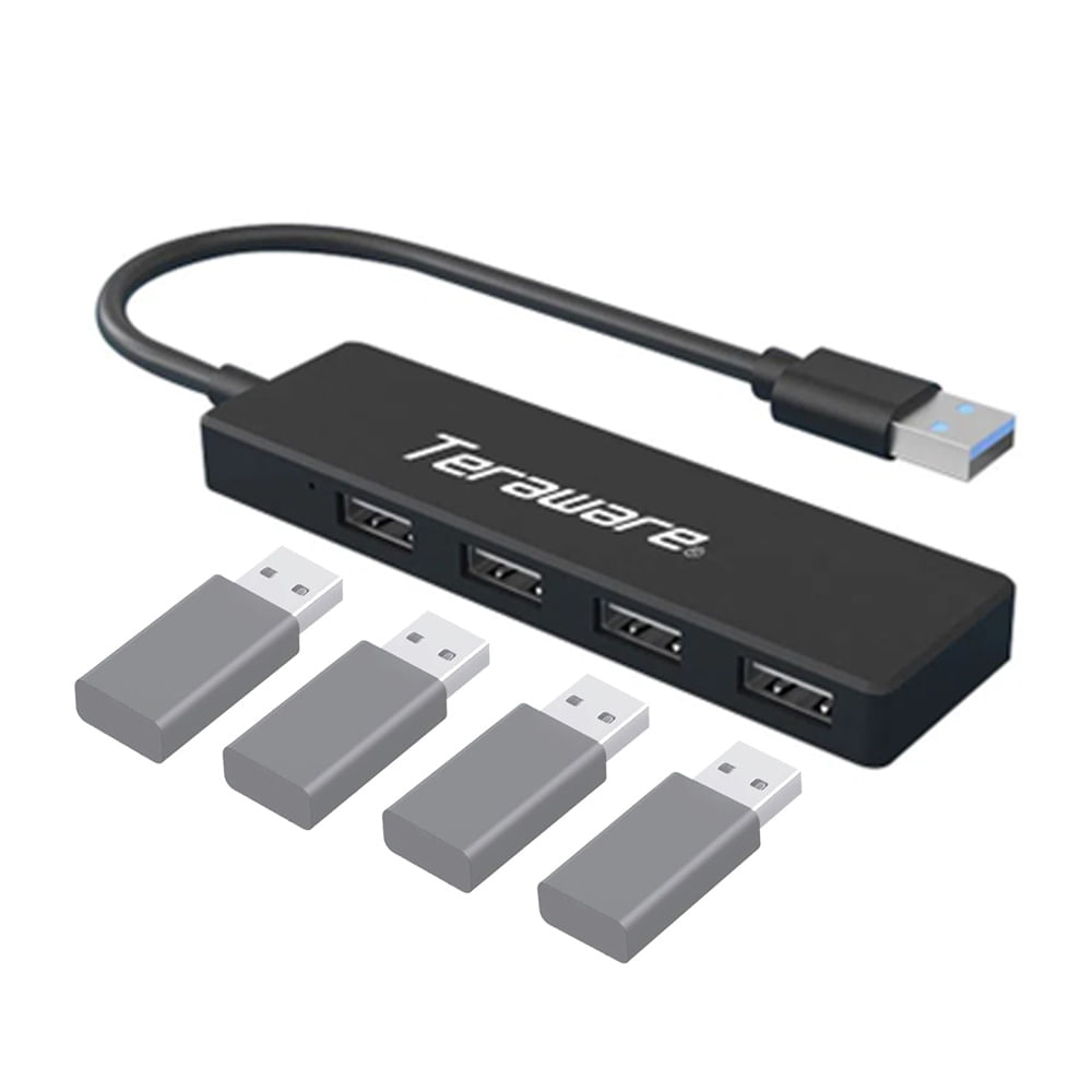 Concentrador Teraware USB 4 puertos, 3 x USB 2.0, 1 x UDB 3.0