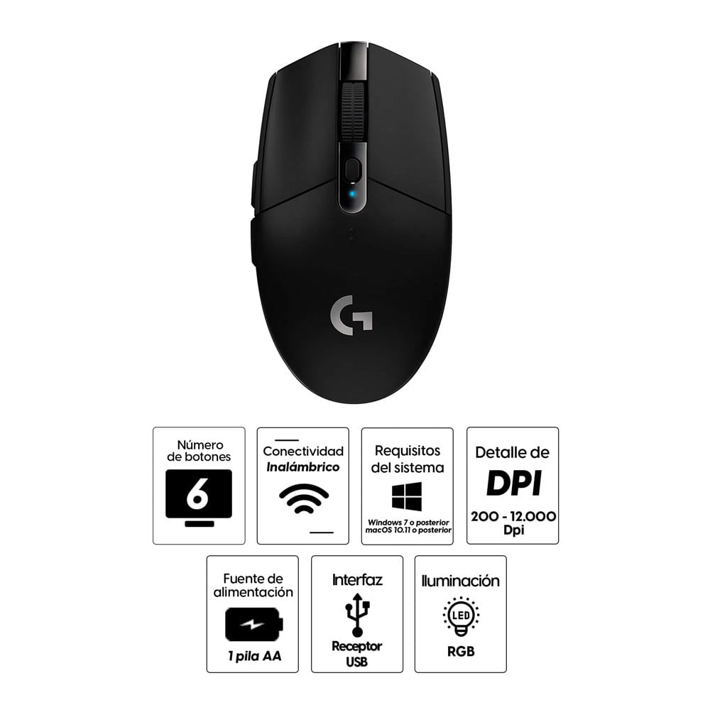 Mouse gamer inalámbrico Logitech G502 Xplus Lightpeed Wireless, receptor  usb, 25600 dpi, 13 botones, RGB, negro - Coolbox