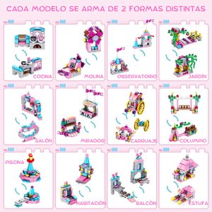 Juego Construcción Castillo de Alegría Princesa 12 en 1, plástico no tóxico, multicolor