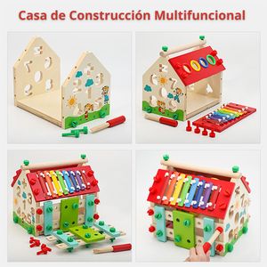 Juego didáctico casa construcción con Xilófono, madera, edad mínima 3 años, multicolor