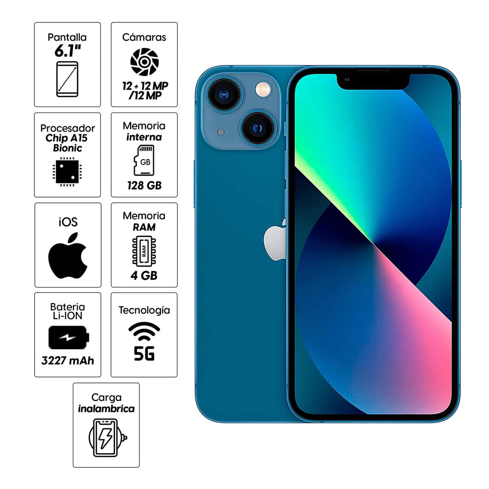 Celular 5G Apple iPhone 13 Azul 128Gb