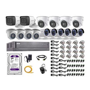 Kit de seguridad Hikvision 4 cámaras Domo (audio incorporado) + 2 cámaras Tubo (audio incorporado) + 4 cámaras Domo + 6 cámaras Tubo + dvr + disco 1TB