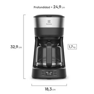 Cafetera eléctrica programable Electrolux Experience ECM25, 1.2 litros, sistema antigoteo, apagado automático, filtro permanente