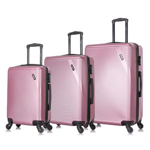 Set de 3 maletas de bodega Dukap Discovery 51, 61 y 71 cm, 4 ruedas, cerradura de combinación, rosado