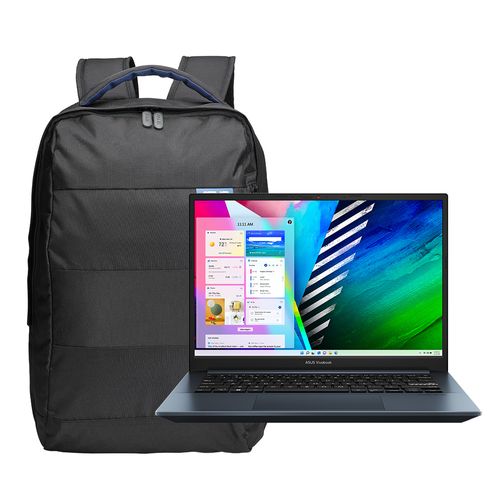 Laptop Asus M3401QC-KM160W 14", Ryzen R5-5600H, 512GB ssd, 8GB ram, GeForce RTX 3050, Win11, azul + Mochila de regalo