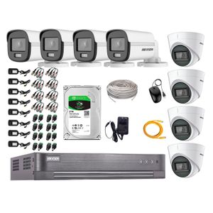 Cámaras de seguridad kit 8 Hikvision, 8 cámaras + disco 2tb, full HD, fijo, visión nocturna a color