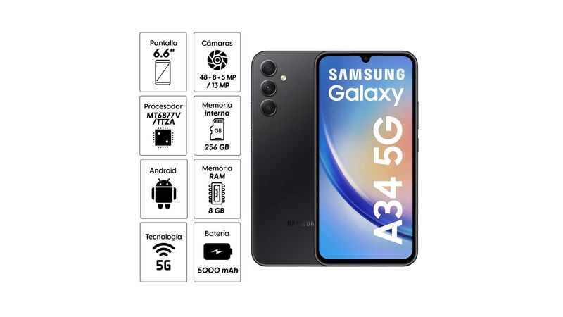 Celular Samsung A34 5G 256GB, color negro