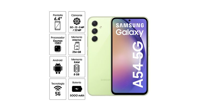 Samsung Galaxy A54 5G Dual Sim en color Lime con 256GB Memoria y 8GB RAM