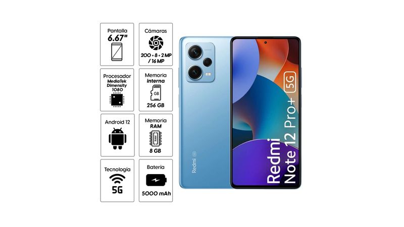 Celular XIAOMI Redmi Note 12 Pro+ 5G 256GB Azul - Tienda de Celulares