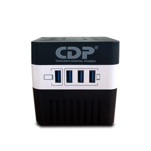 Estabilizador de voltaje CDP RU-AVR604I, 4 tomas de salida + USB, 600VA/300W, negro