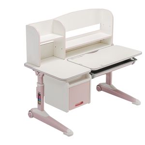 Escritorio de estudio para niños Decorplas, metálico y tablero MDF, 18mm, blanco y rosado
