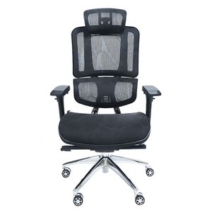 Silla ergonómica Decorplas Dubai, respaldar de aluminio, inclinación, apoyabrazos, 120 a 150 kg aprox, negro