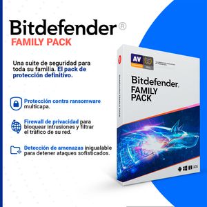 Antivirus digital Bitdefender Family Pack para PC, Celular y Tablet, 15 dispositivos, 1 año