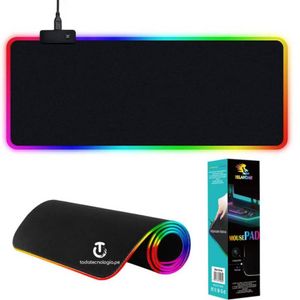 Mouse pad gamer EMP, antideslizante, USB, 13 cambios de luz, negro