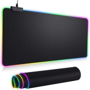 Mouse pad gamer EMP, antideslizante, USB, 13 cambios de luz, negro