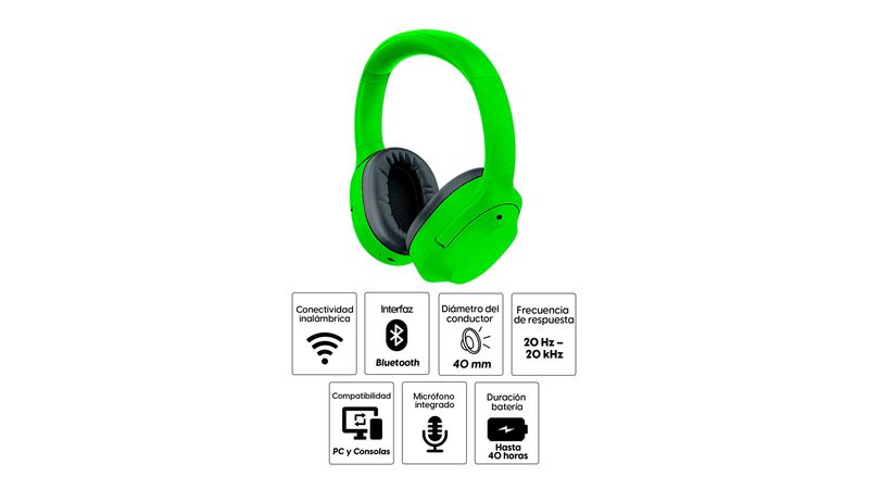 Audífonos Gaming Razer Opus X Con Bluetooth Color Verde : Precio
