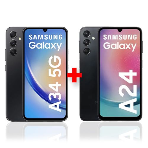 Celular Samsung Galaxy A34 5G 128GB, 6GB, negro + Samsung Galaxy A24 128GB, 4GB, negro