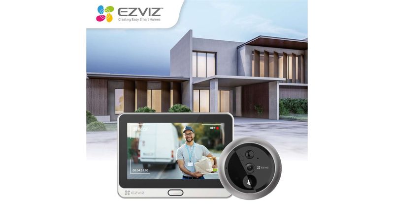 Pulsador de timbre de mirilla inalámbrico Ezviz DP2C exterior, 2MP 1080P,  fija, visión nocturna a color - Coolbox