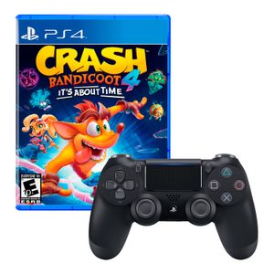 Mando Playstation 4 Dualshock Negro + Crash Bandicoot 4 It'S About Time