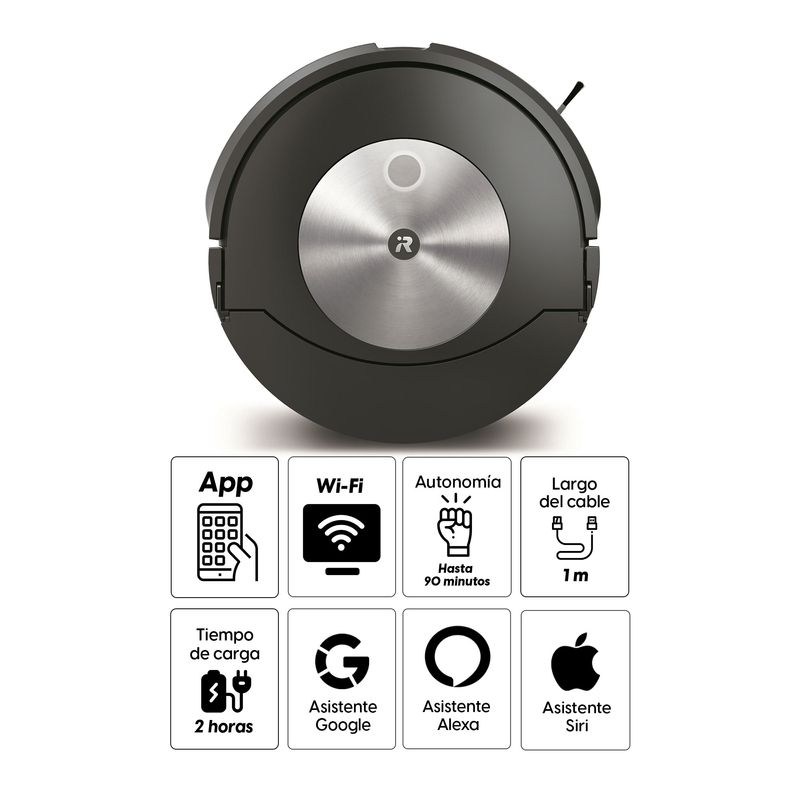 Aspiradora iRobot Roomba J7 control Alexa, Siri o Google Assistant