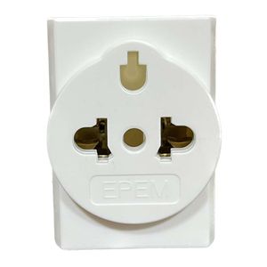Enchufe triple de derivación EPEM espigas planas, blanco