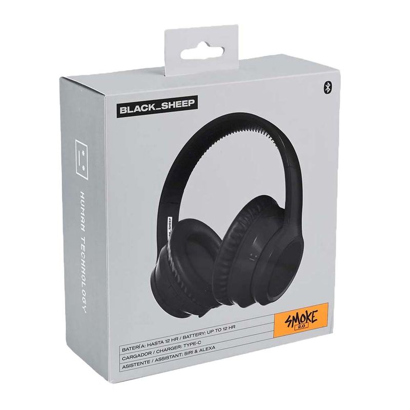 Audífonos bluetooth Black Sheep Smoke 2, negros, empaque